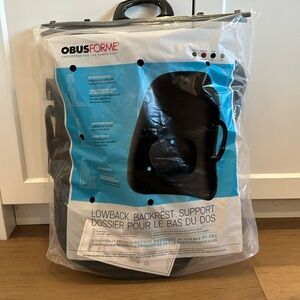 BNIB ObusForme Lowback Backrest Support - Lower Back Padded Seat Cushion